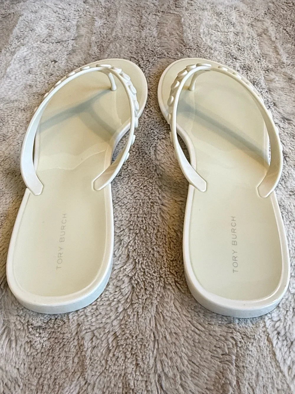 NEW💕TORY BURCH Studded Jelly Thong Beach Sandal in Ivory Size 9